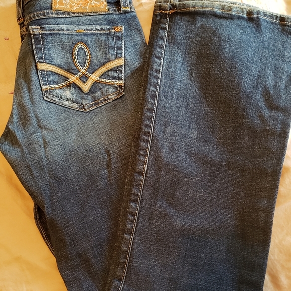 Ladies bootcut plastic by gly jeans size 7 - Picture 1 of 2